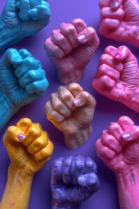 View Hands With Fists Up Womens Day Celebration